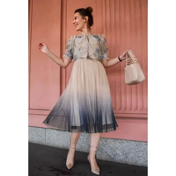 CHICWISH We Know It All Gradient Pleated Mesh Tulle Dress Women's Size Small NWT - Picture 10 of 10